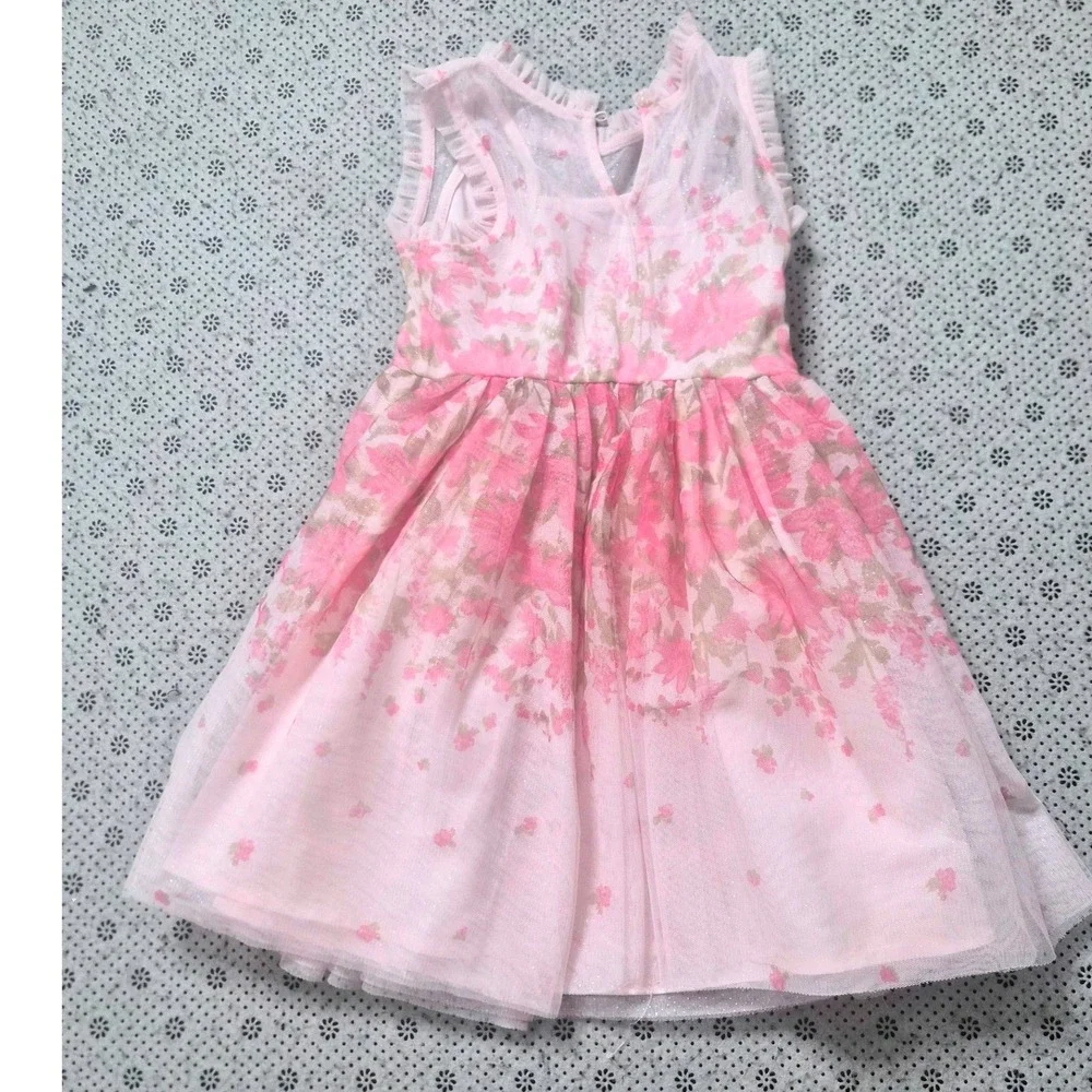 Zenzi Girls Pink Floral Tulle Party Dress Size XS 4/5